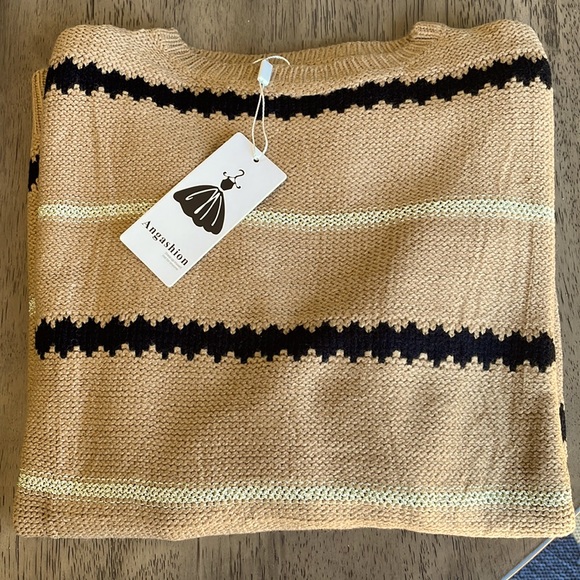 Angashion Women’s Sweater - Brown Striped - Picture 1 of 6